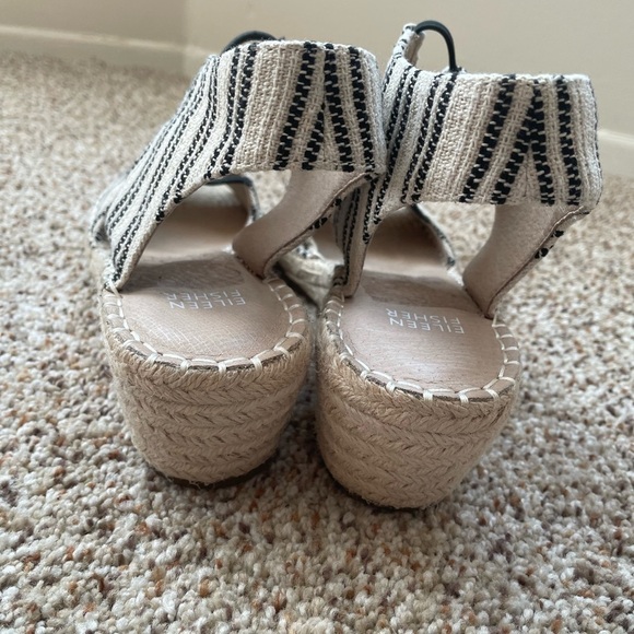Eileen Fisher Women's Agnes Tan Black Striped Espadrille Wedge NWOT Size 9.5 - Picture 10 of 12